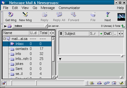 Écran de Netscape Mail
